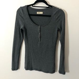 hollister grey ribbed henley